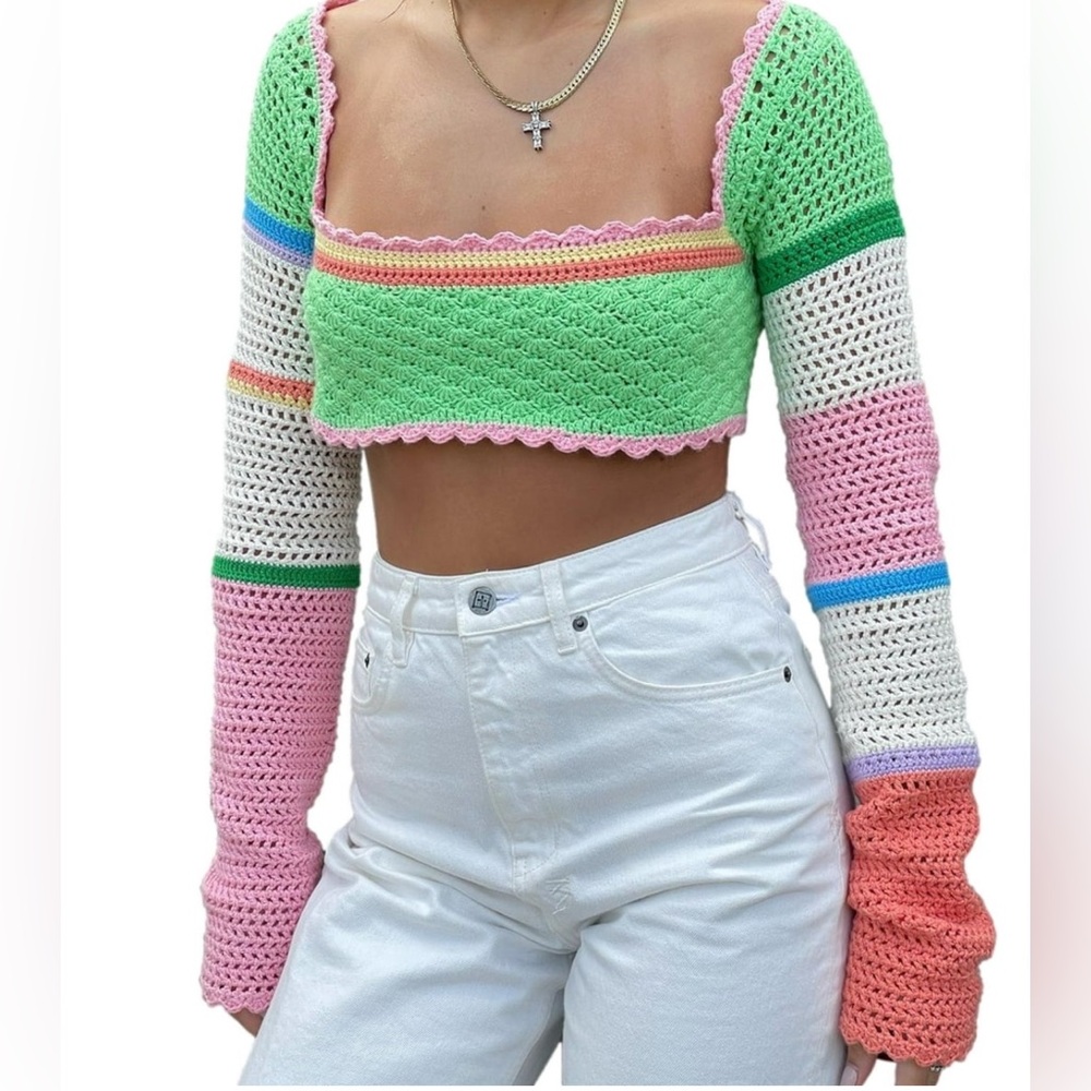 Colorful Crochet Crop Top
